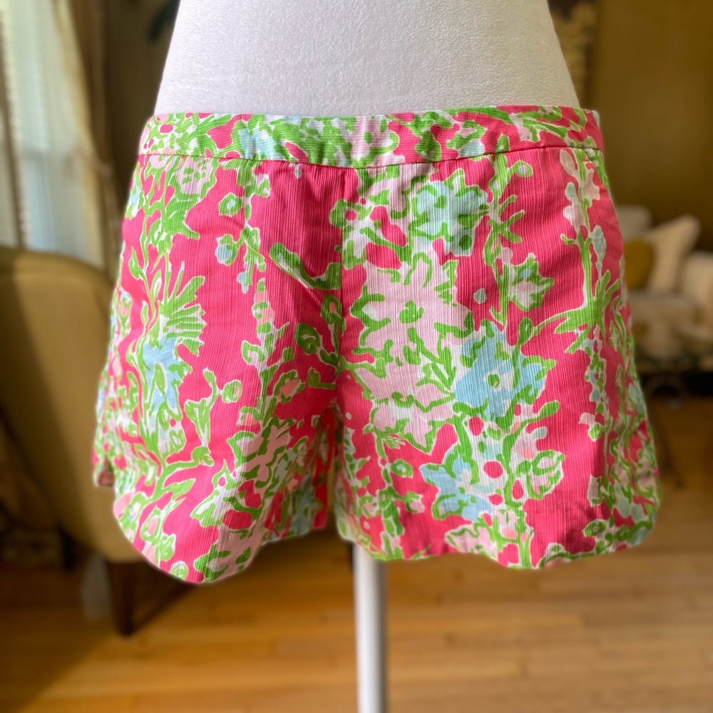 Lilly Pulitzer Adie Shorts Pink Green Flamingo Southern Charm Print Size 2 Women